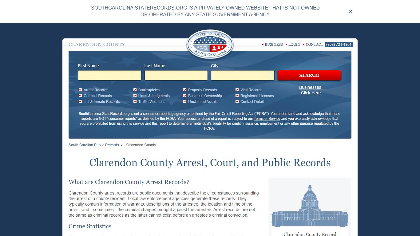 Clarendon County Arrest, Court, and Public Records