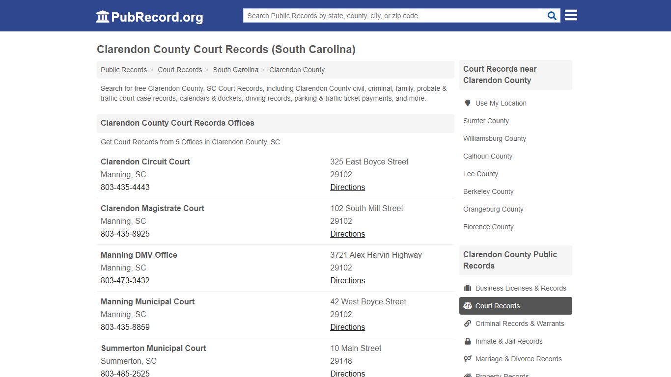 Clarendon County Court Records (South Carolina)