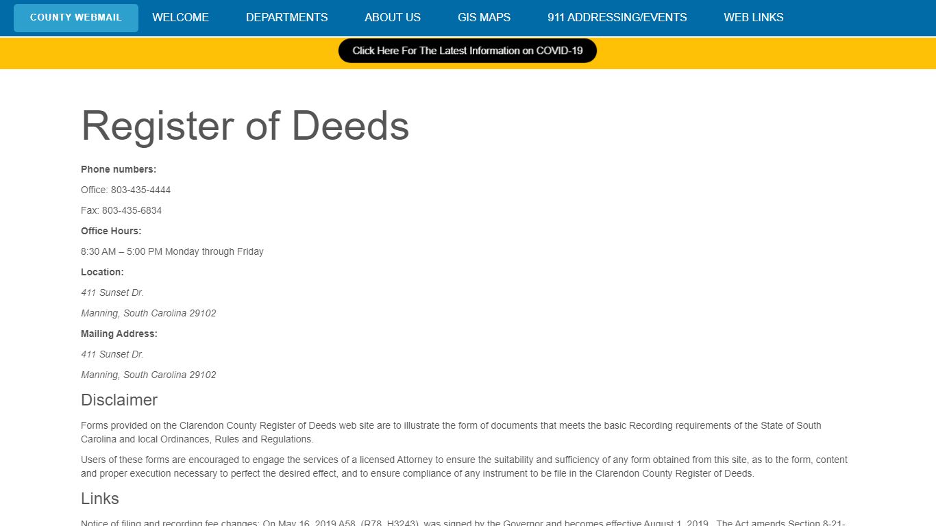 Register of Deeds - Clarendon County Gov